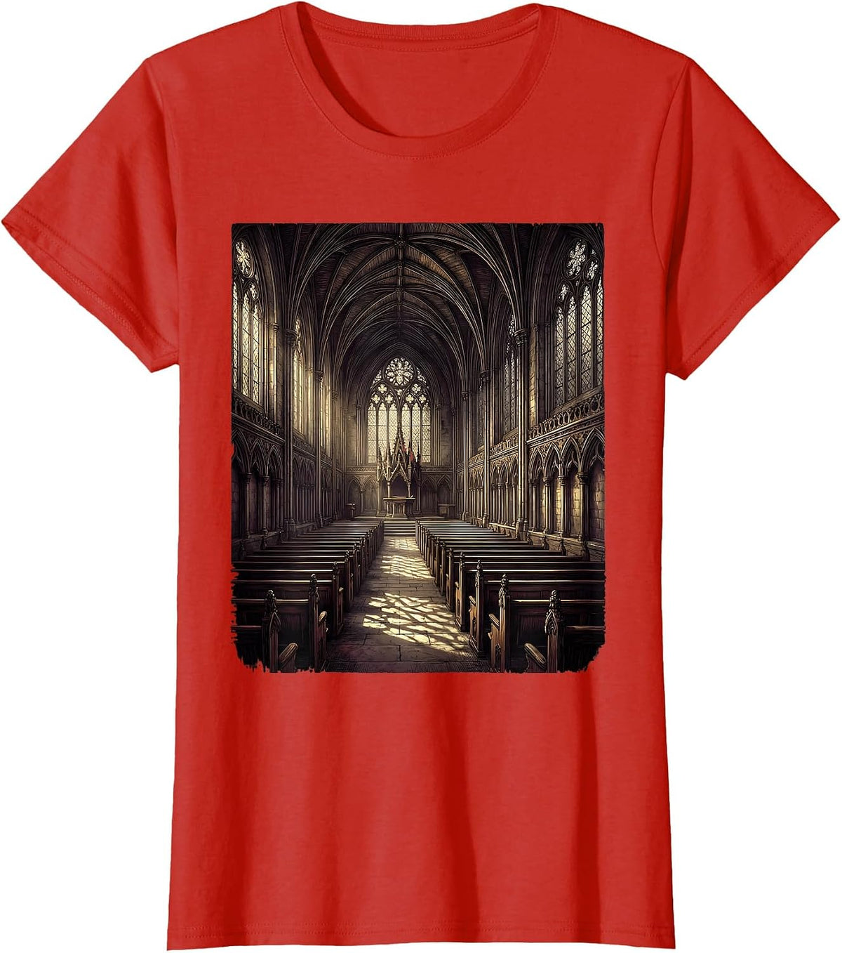 Classic Lecture Hall Illustration College Design T-Shirt - Red