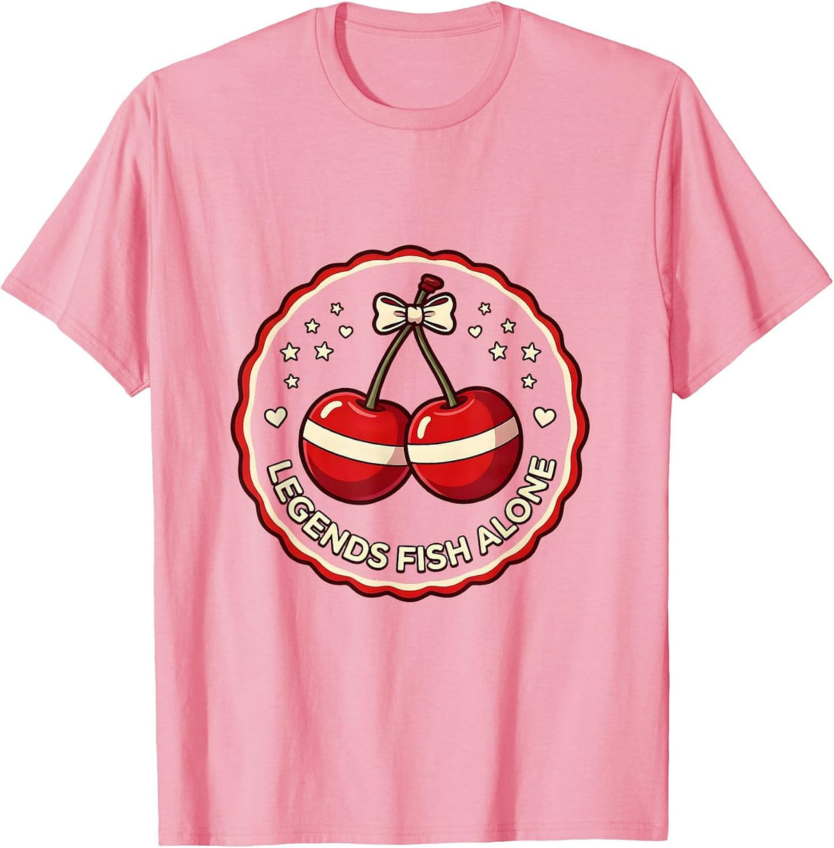 Legends Fish Alone Fishing Graphic Design T-Shirt - Pink