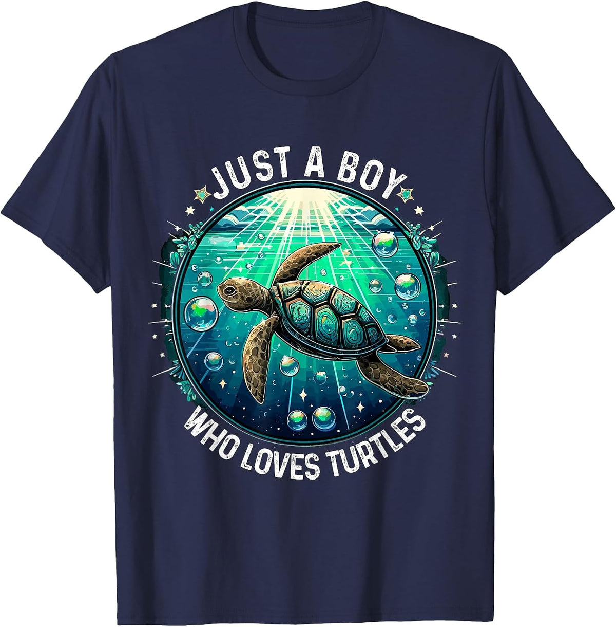 Just a Boy who Loves Turtles Sea Turtle T-Shirt - Navy Blue