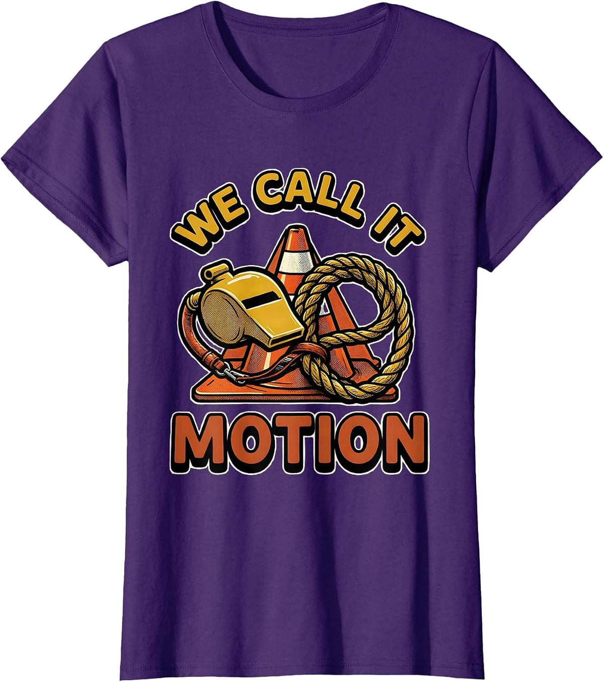 Women's We Call It Motion Retro Cartoon PE Teacher Back To School T-Shirt - Purple