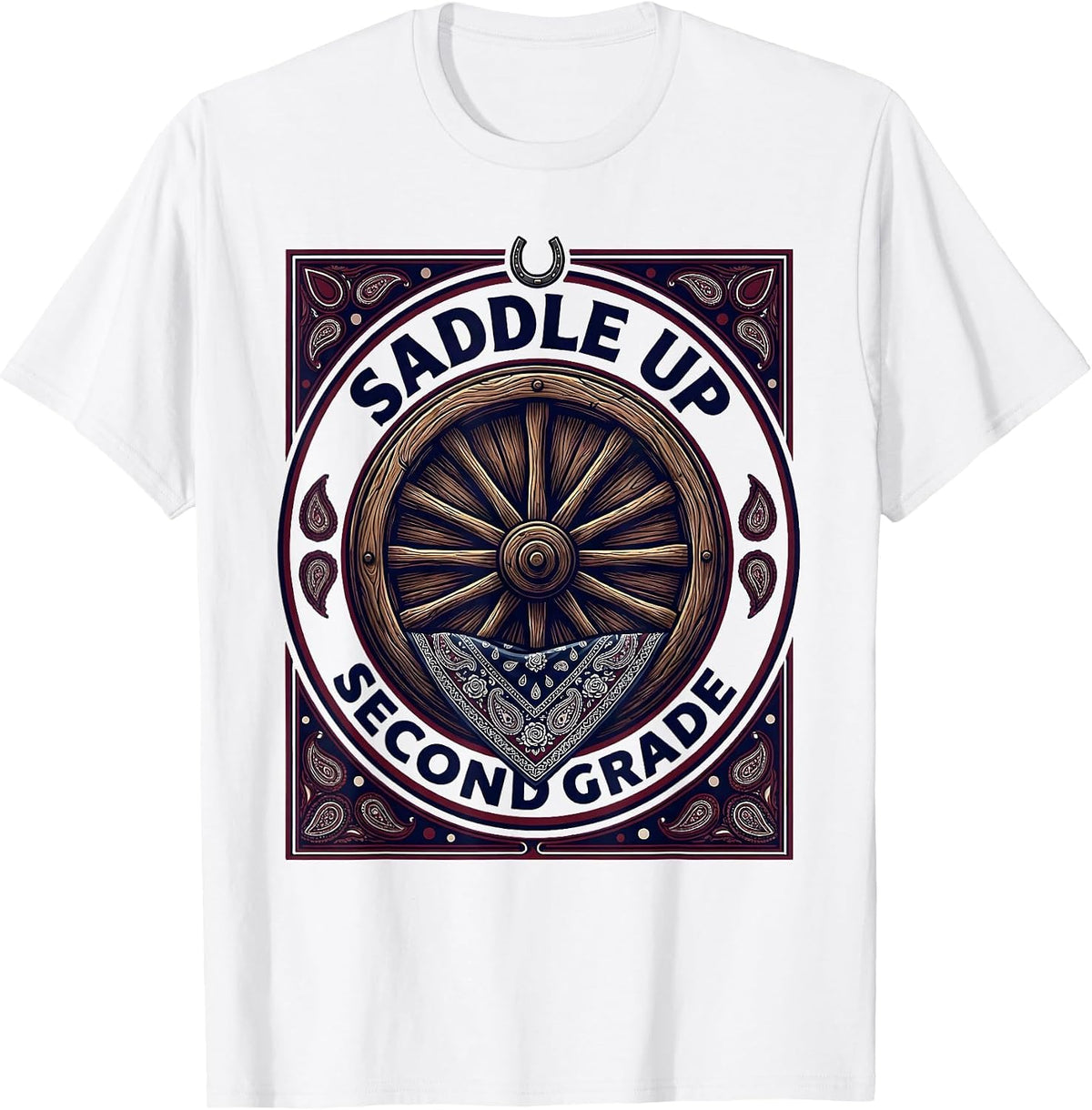 Men's Saddle Up, Second Grade Western 2nd Grade Teacher Cowboy T-Shirt - White