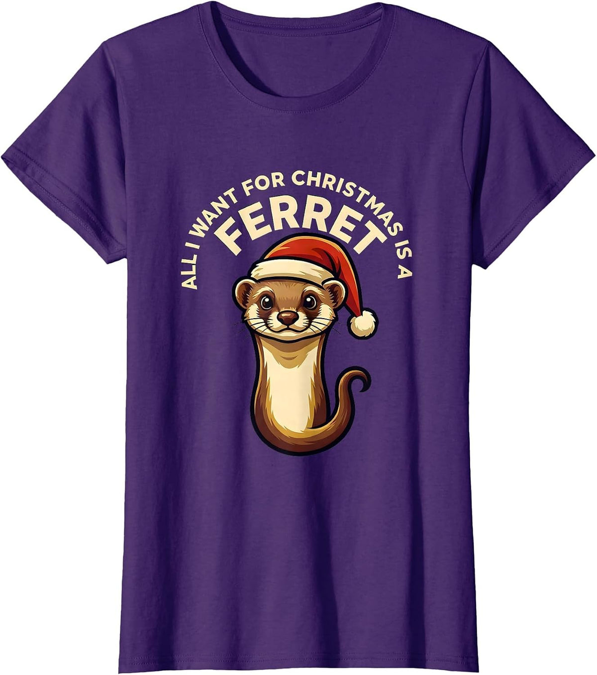 Women's All I Want For Christmas Is A Ferret Funny Ferret Lover T-Shirt - Purple
