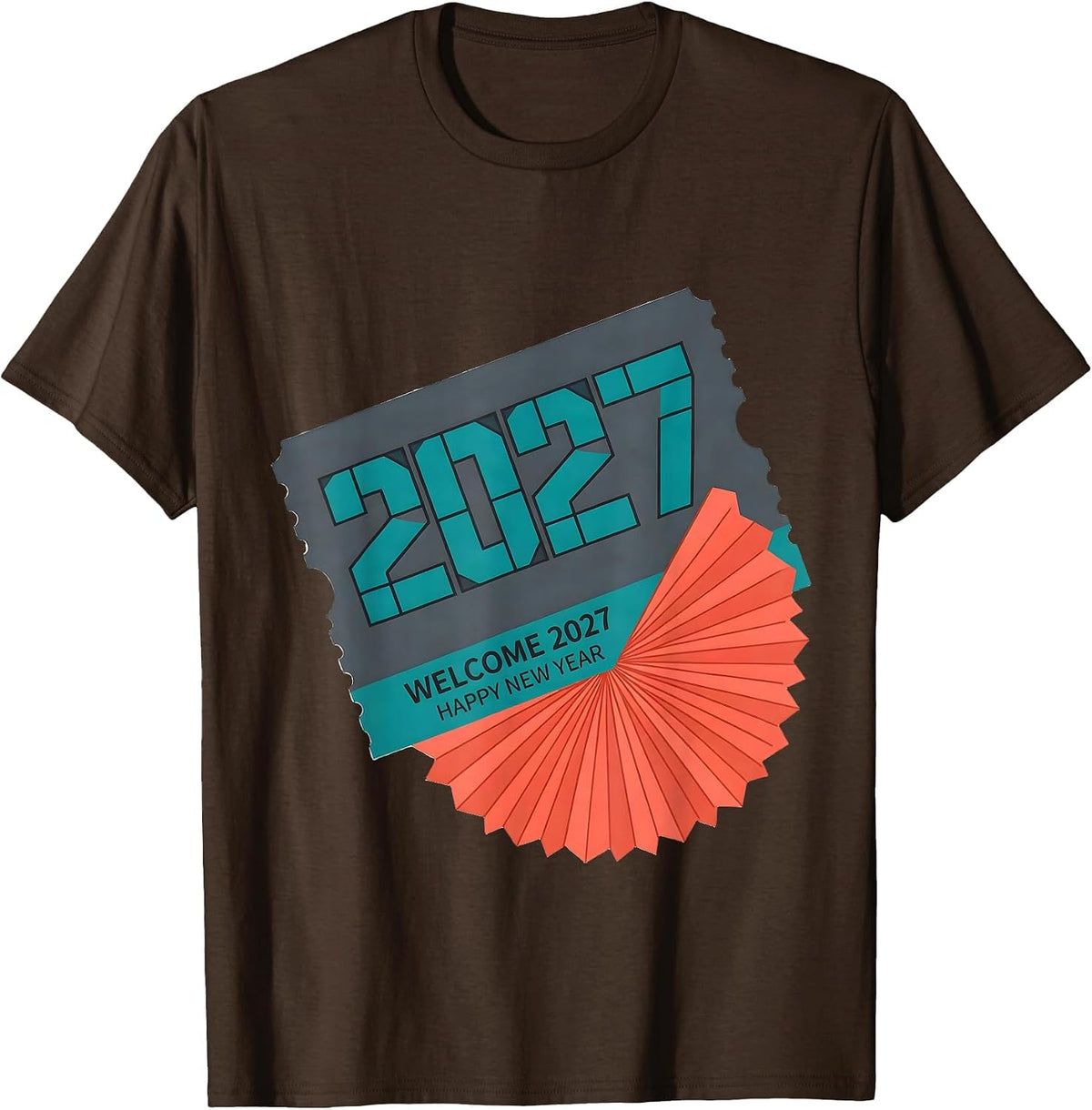 Men's Welcome, 2027! Happy New Year Party Family Matching T-Shirt - Brown