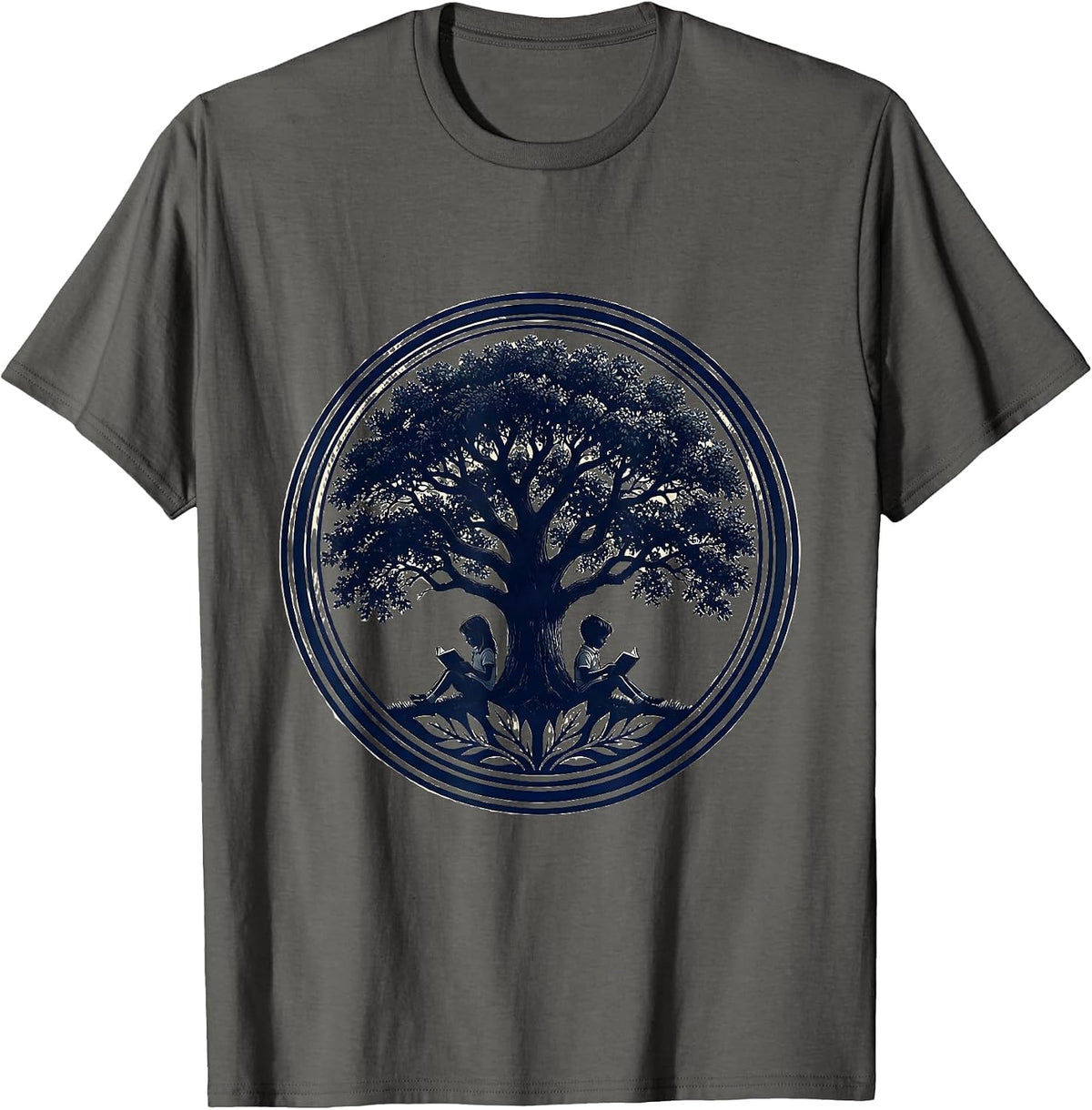 Men's Special Education Reading Tree Illustration T-Shirt - Asphalt Grey