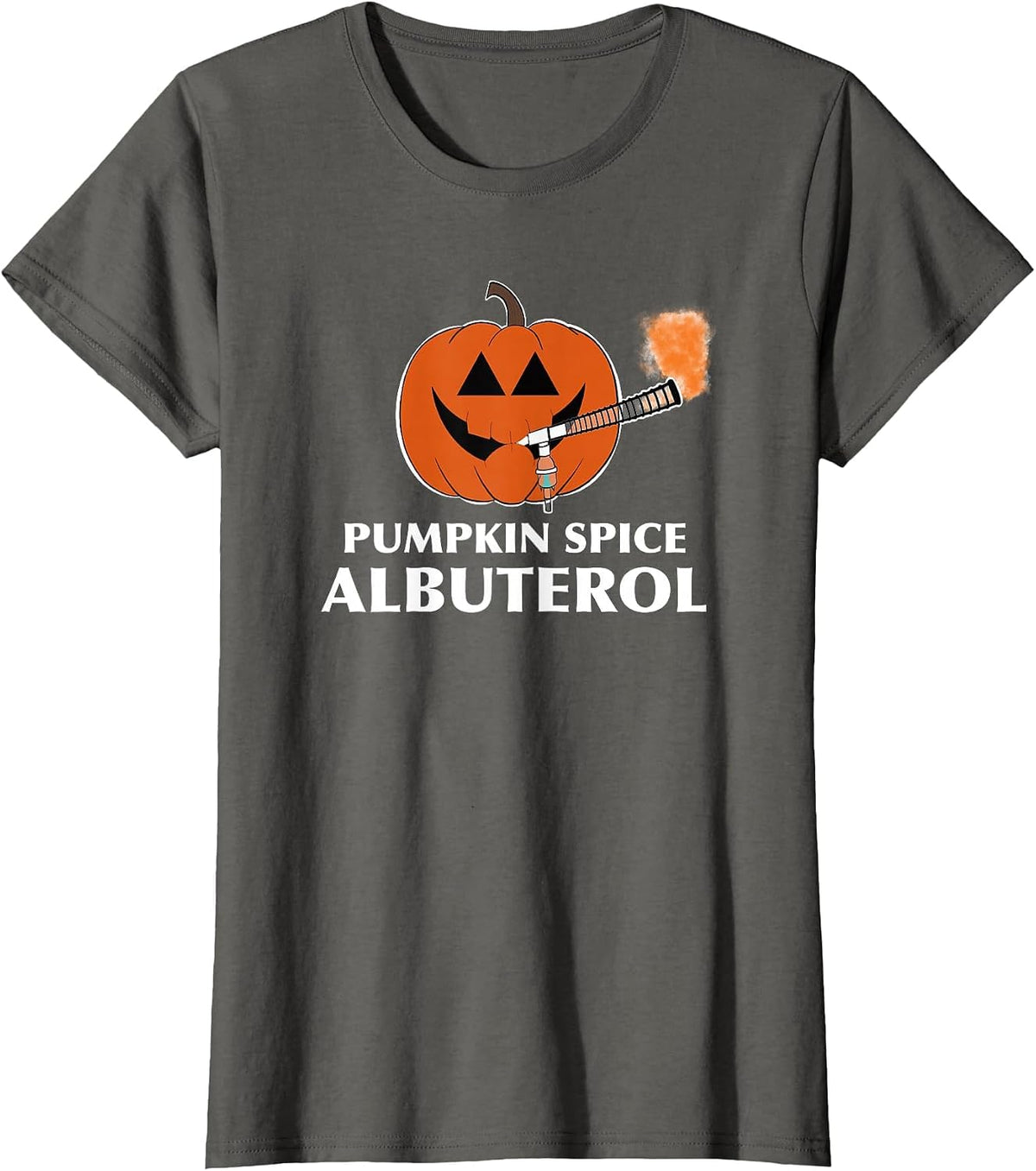 Respiratory Therapist Pumpkin Spice Albuterol Treatment T-Shirt - Asphalt Grey