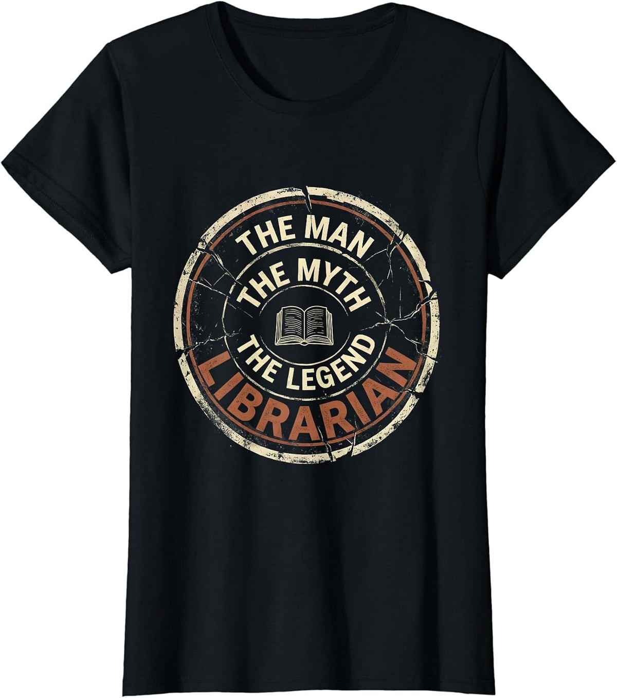 The Man The Myth The Legend Librarian Distressed Vintage T-Shirt - Black