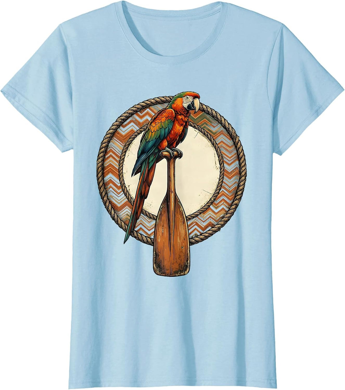 Aloha Parrot on Outrigger Canoe Paddle T-Shirt - Baby Blue