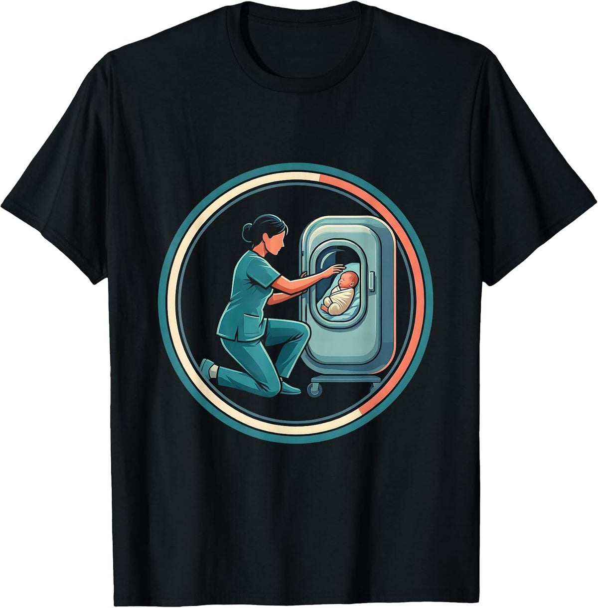 Men's NICU Nurse Incubator Care Graphic T-Shirt - Black