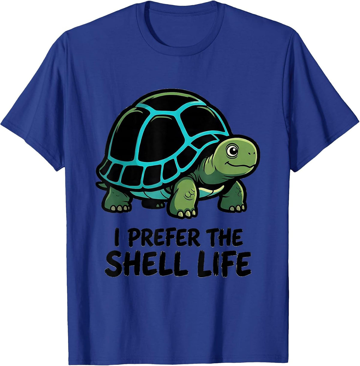 I Prefer The Shell Life Cartoon Sea Turtle Lover Gift T-Shirt - Royal Blue