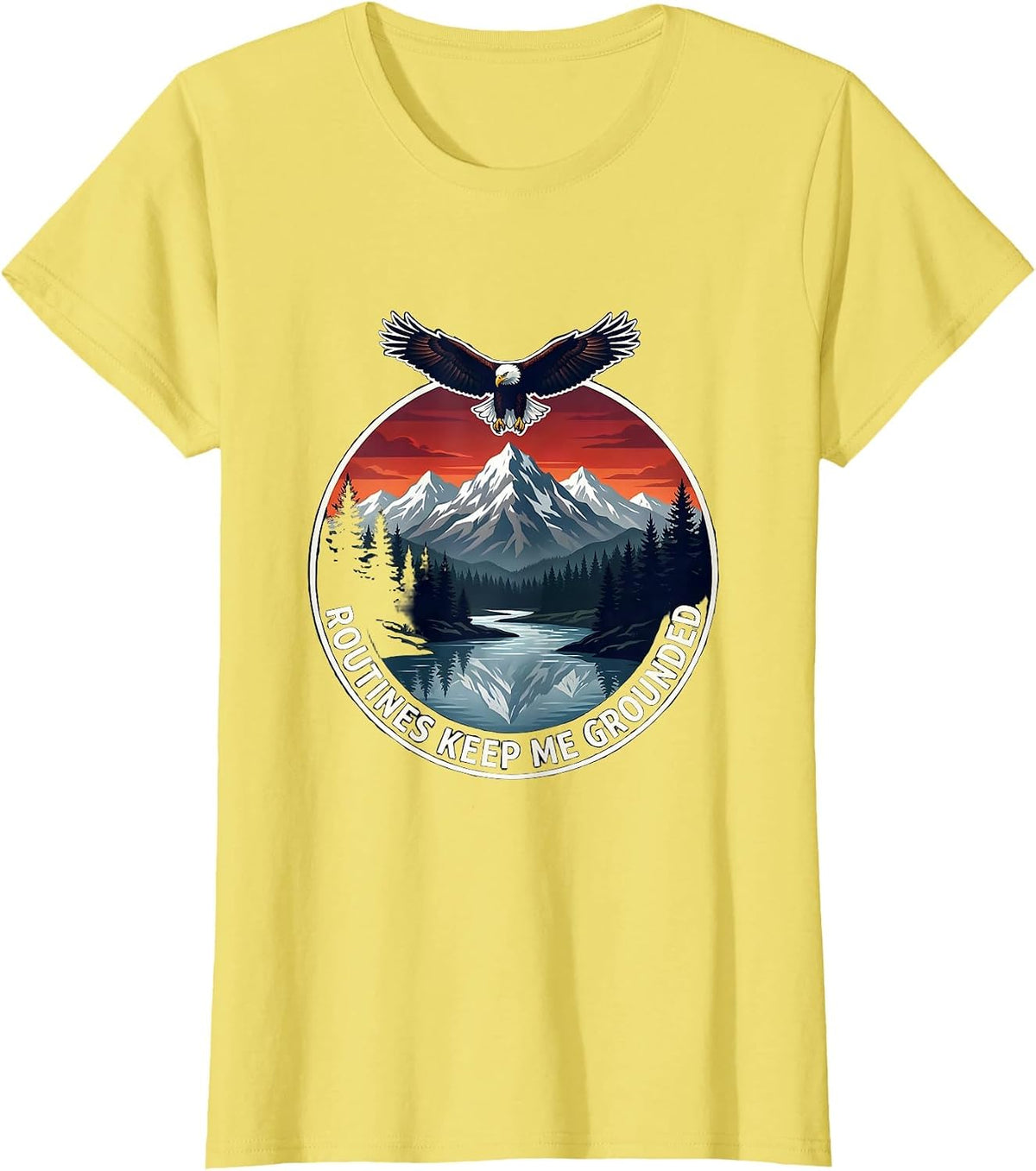 Routines Keep Me Grounded Autism Awareness Design T-Shirt - Lemon Yellow