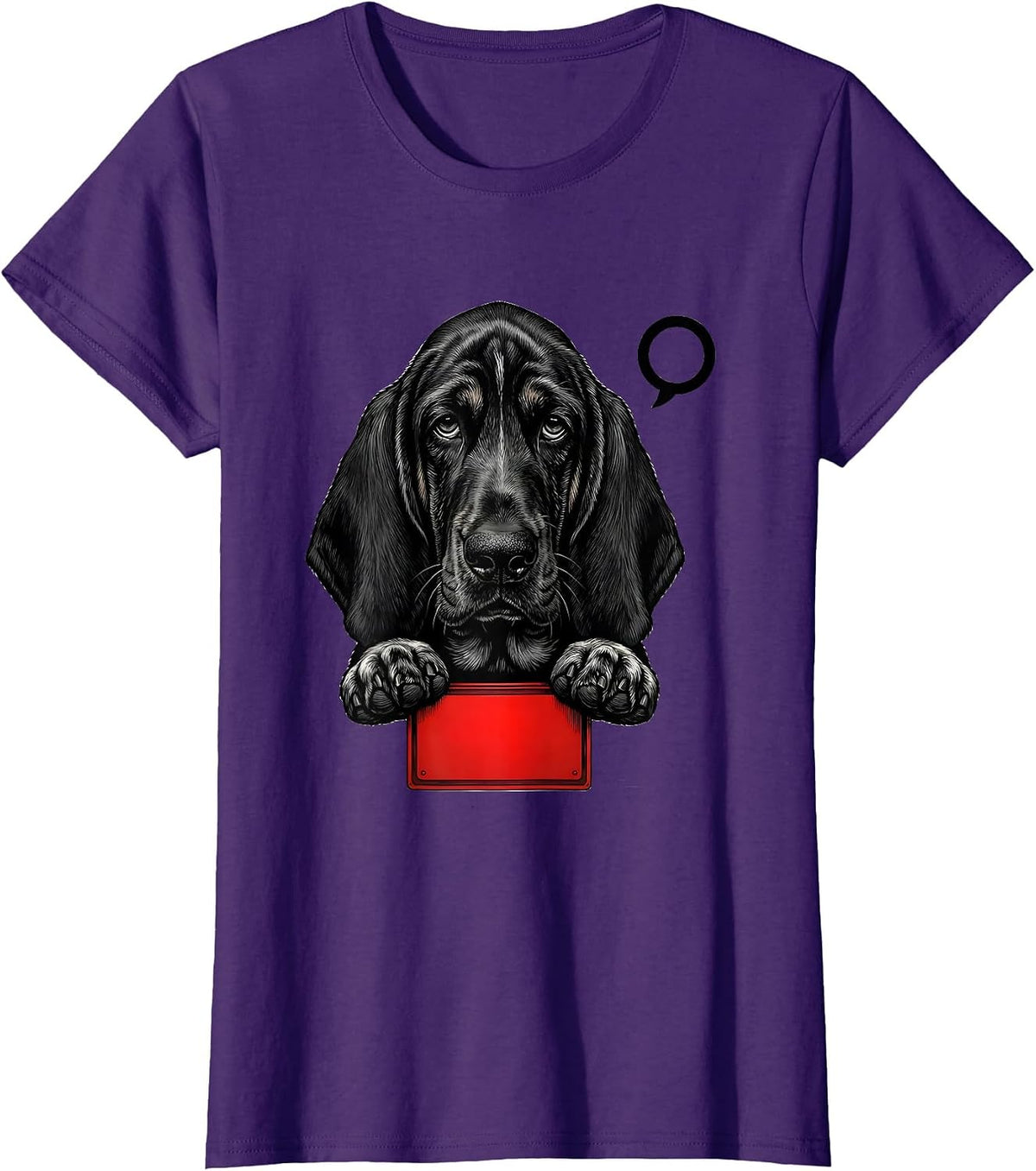 Women's Basset Hound Peeking Pocket Cute Dog Lover T-Shirt - Purple
