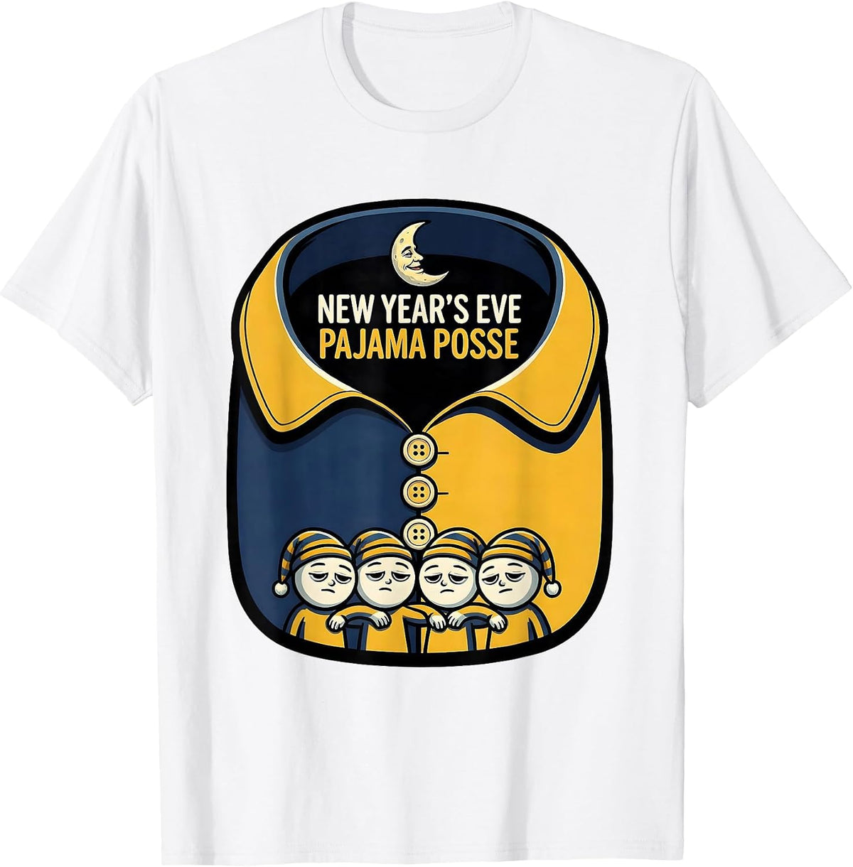 Men's New Year's Eve Pajama Posse Funny Family Matching Party Wear T-Shirt - White