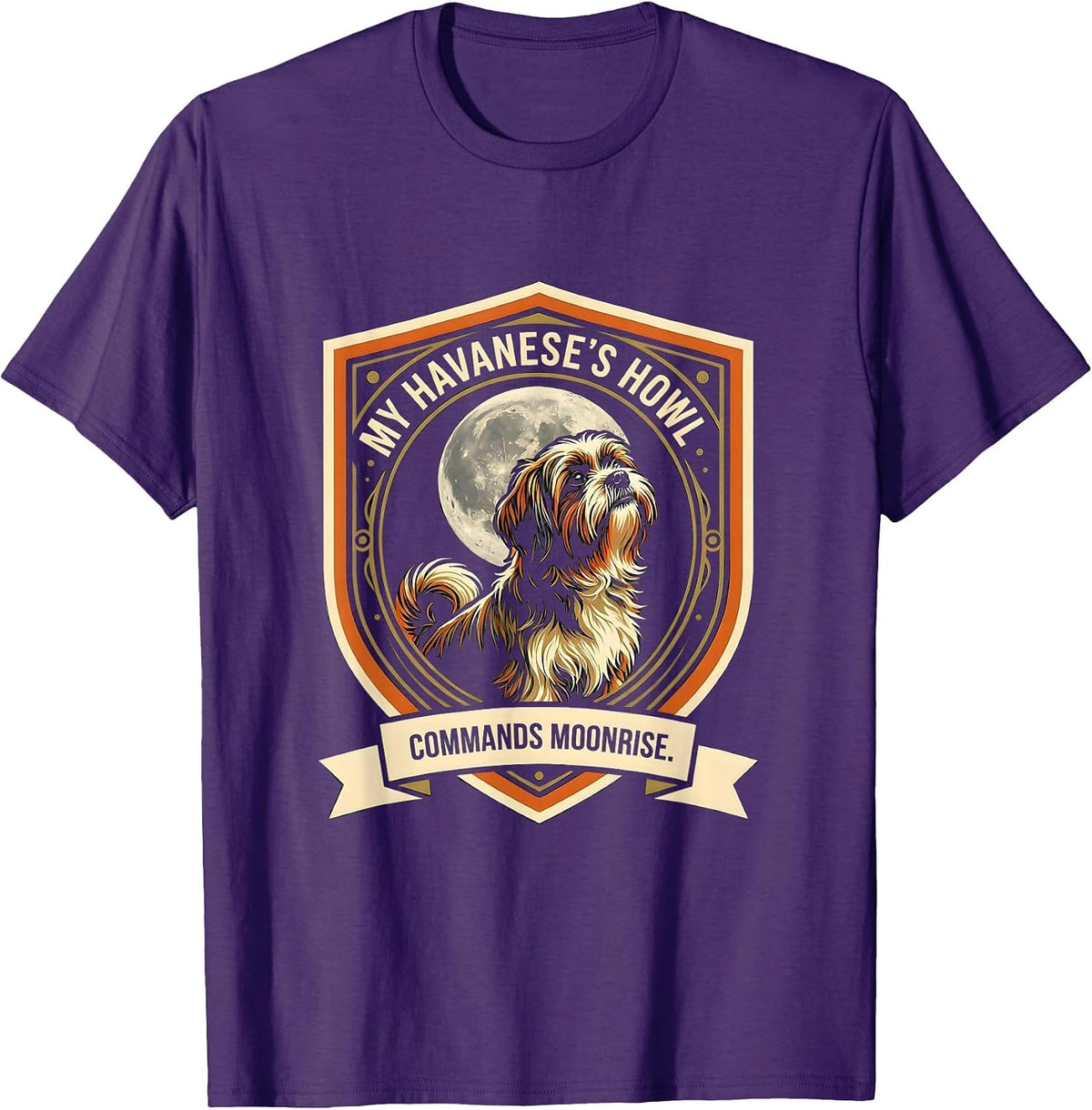 Men's My Havanese's Howl Commands Moonrise Vintage Mystical Dog T-Shirt - Purple
