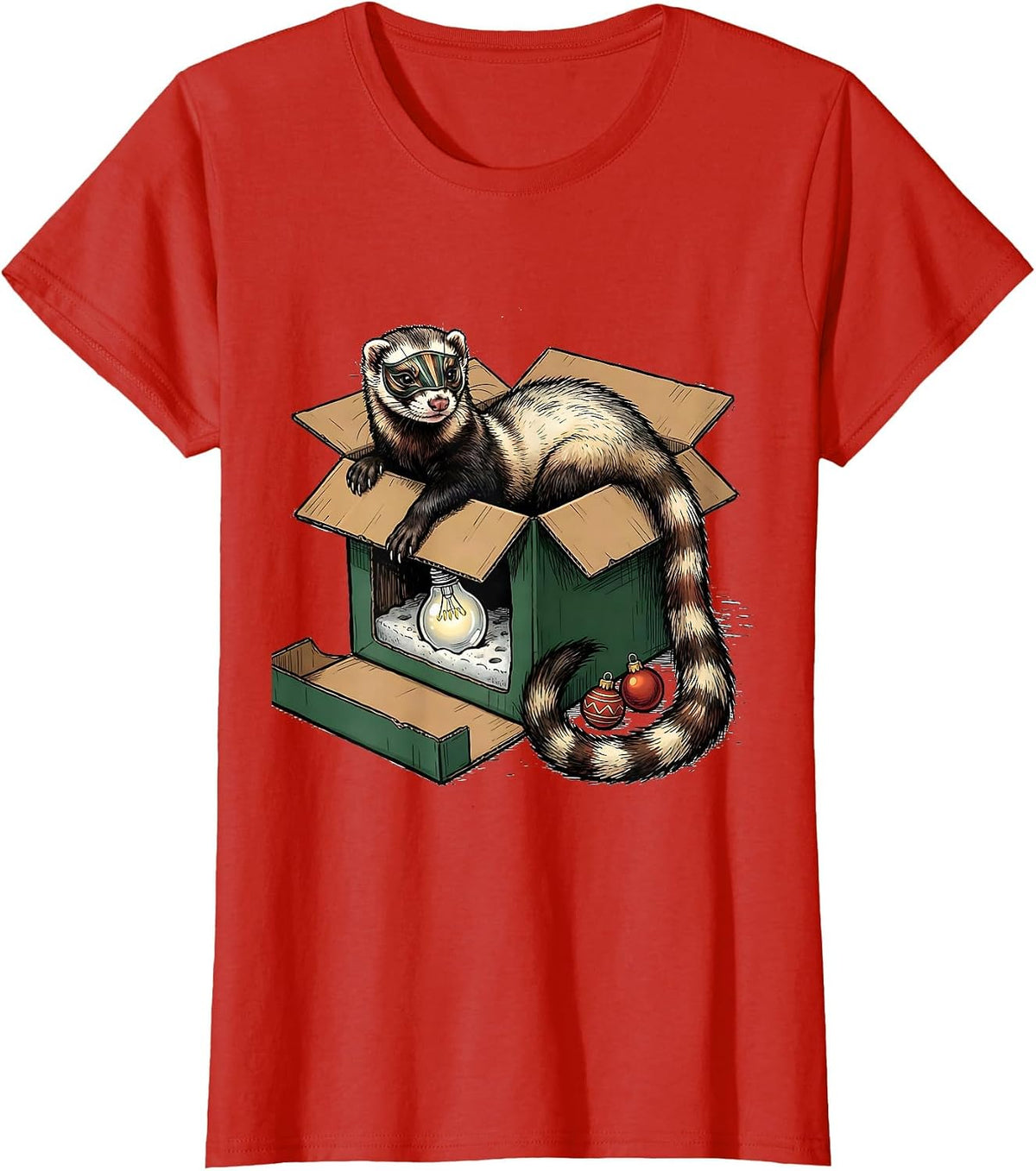Women's Ferret In Ornament Box Funny Ferret Lover Gift T-Shirt - Red