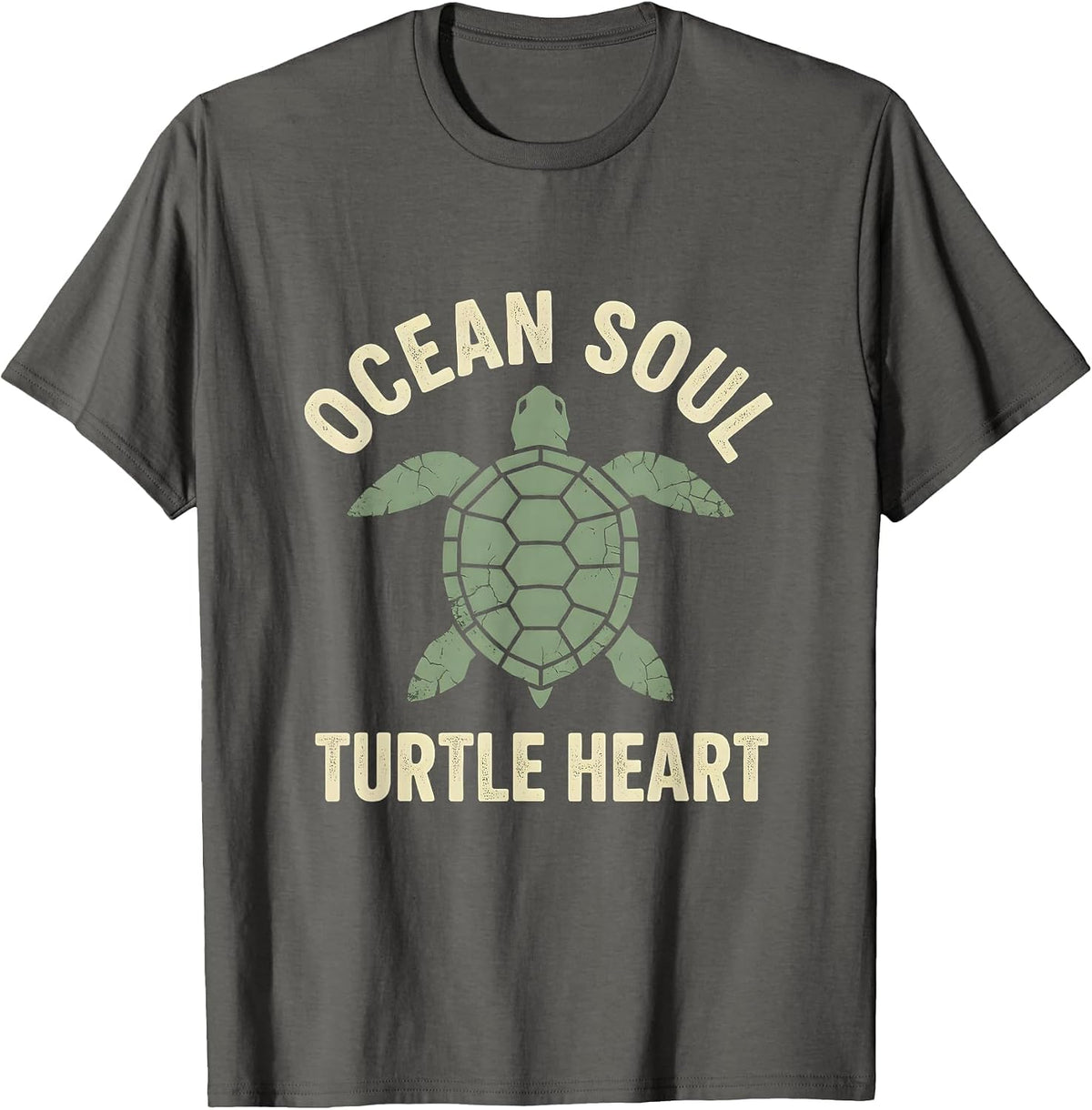 Ocean Soul Turtle Heart Nature Lover Design T-Shirt - Asphalt Grey
