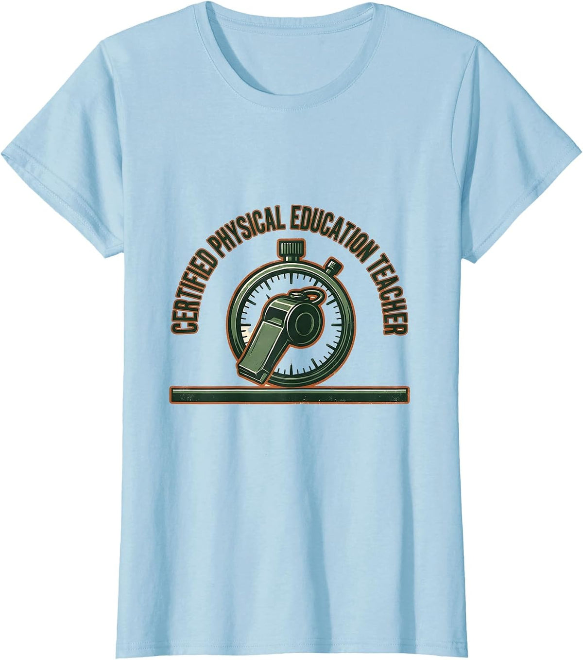 Women's Certified Physical Education Teacher Vintage Gym Teacher T-Shirt - Baby Blue