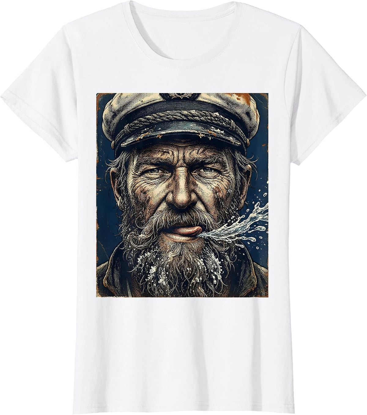 Salty Sailor Sea Spray Weathered Nautical Design T-Shirt - White