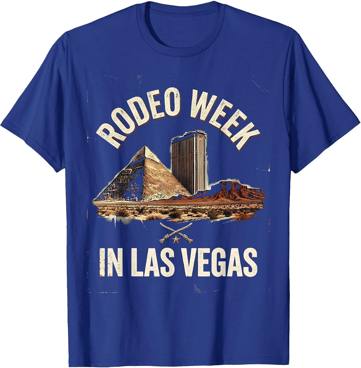 Rodeo Week In Las Vegas Distressed Las Vegas Souvenir T-Shirt - Royal Blue