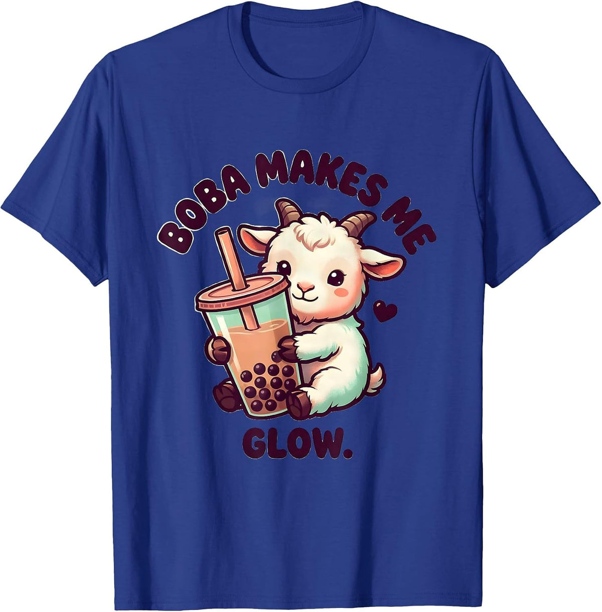 Men's Boba Makes Me Glow Kawaii Anime Boba Tea Lover Cute Animal T-Shirt - Royal Blue