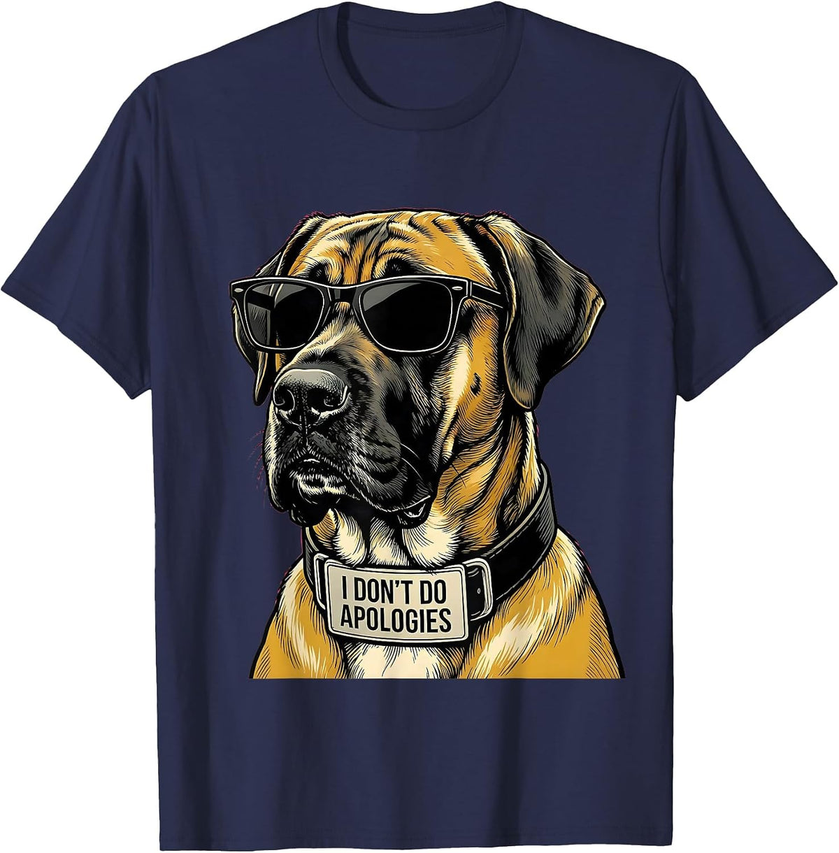 I Don't Do Apologies Funny Great Dane Meme Dog Lover Humor T-Shirt - Navy Blue