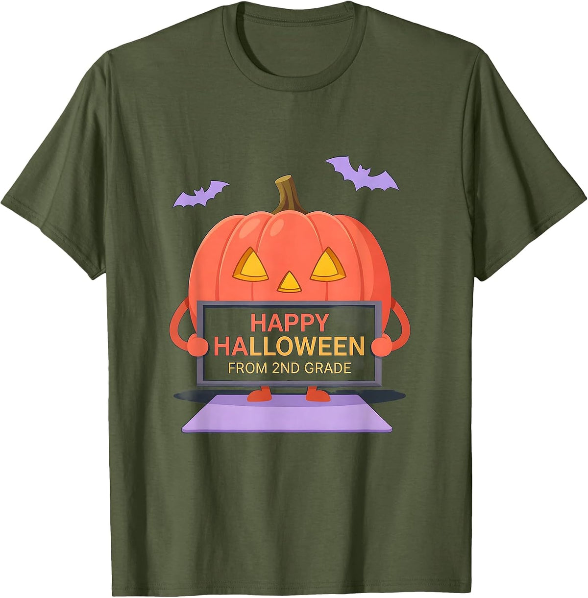 Happy Halloween From 2nd Grade Funny Teacher Halloween T-Shirt - Olive Green