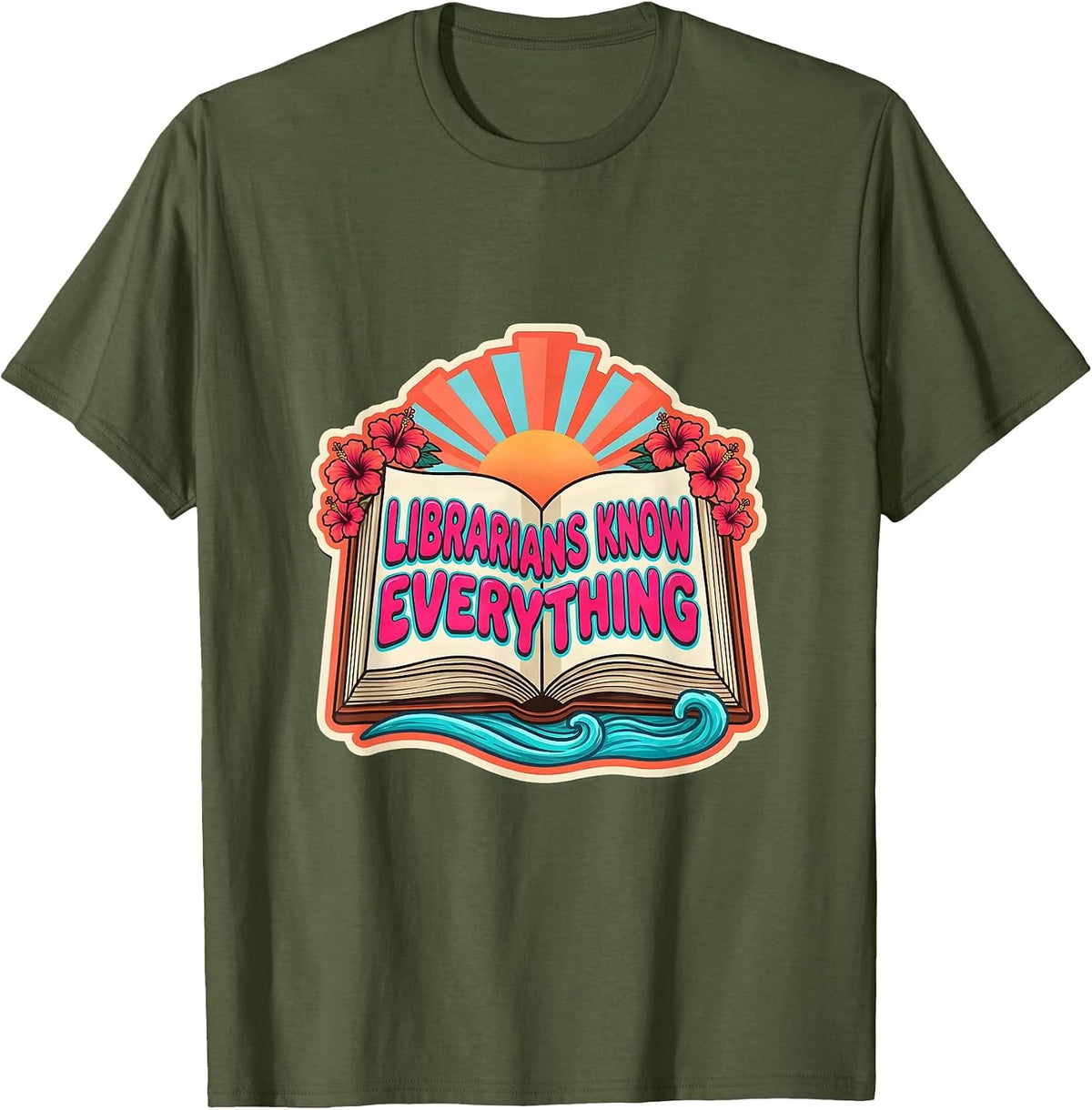 Men's Librarians Know Everything Book Lover Design T-Shirt - Olive Green