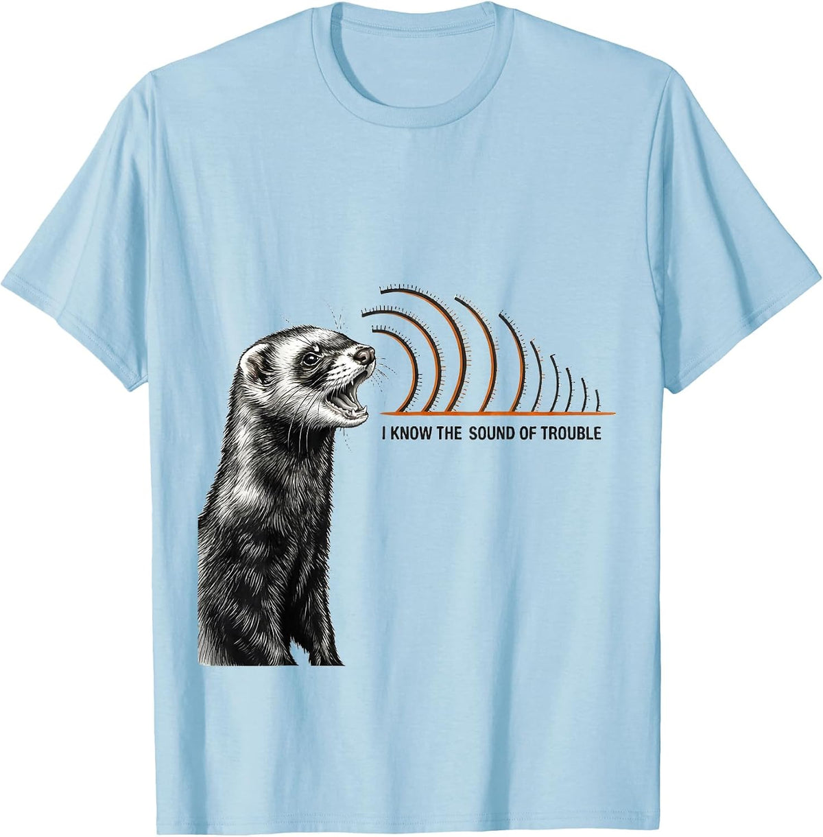 Men's I Know The Sound Of Trouble Funny Ferret Lover Christmas T-Shirt - Baby Blue