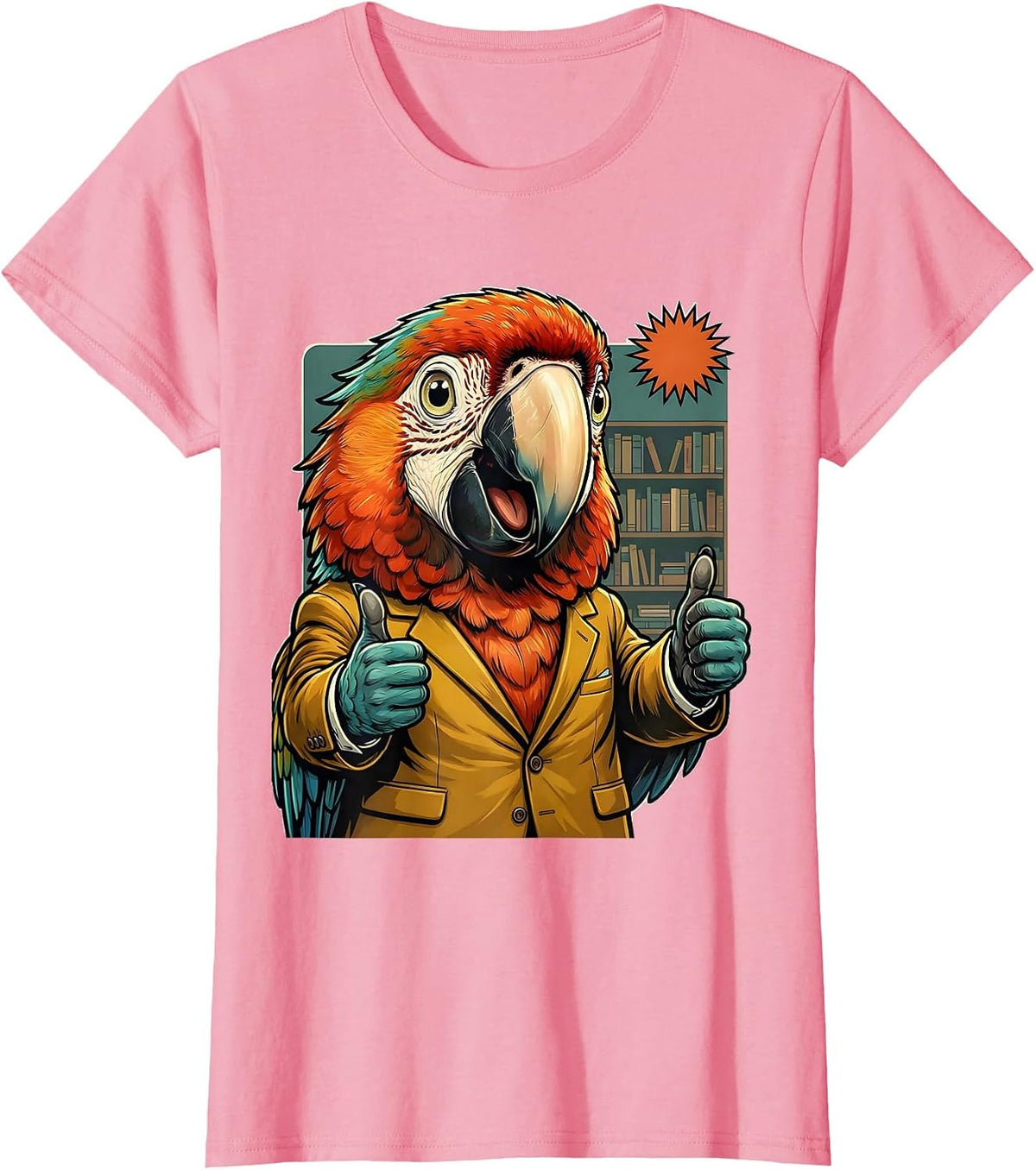 Women's Funny Parrot Zoom Meeting Background Graphic T-Shirt - Pink