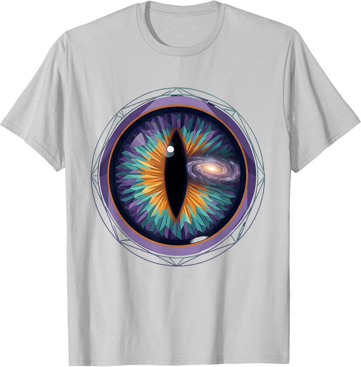 Men's Cat Eye Galaxy Reflection Cosmic Universe Art T-Shirt - Silver Grey