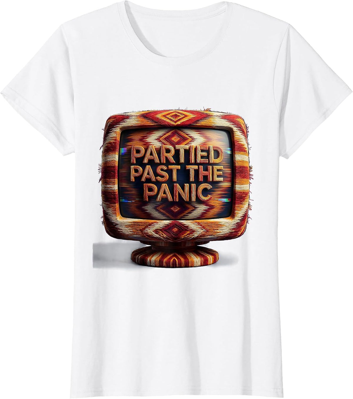 Partied Past The Panic Y2K Millennium Design T-Shirt - White