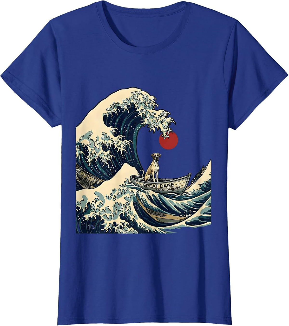 Women's Great Dane Crest Darling Cartoon Funny Dog Lover Animal T-Shirt - Royal Blue