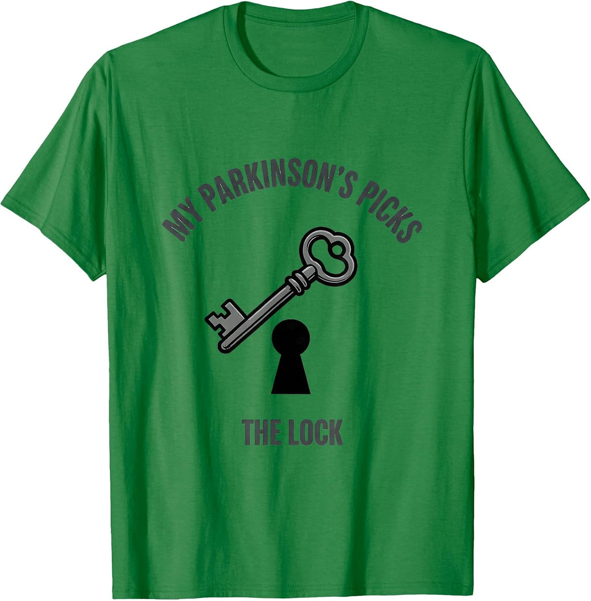 Men's My Parkinson's Picks The Lock Defiant Awareness Support T-Shirt - Kelly Green