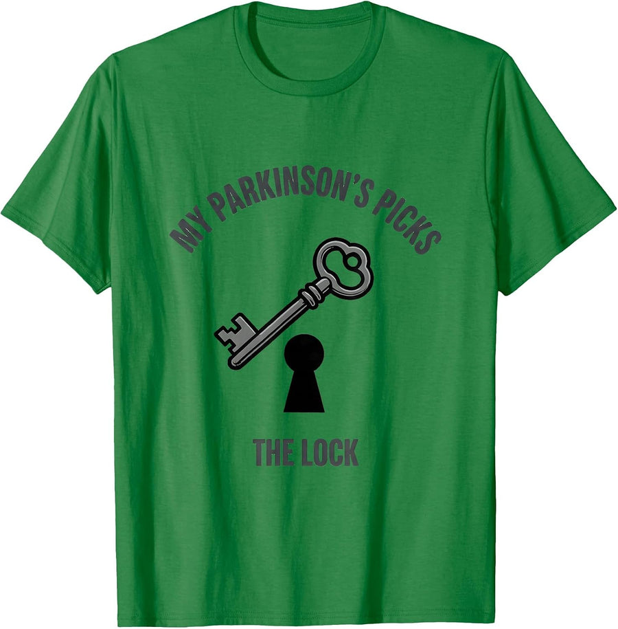 Men's My Parkinson's Picks The Lock Defiant Awareness Support T-Shirt - Kelly Green