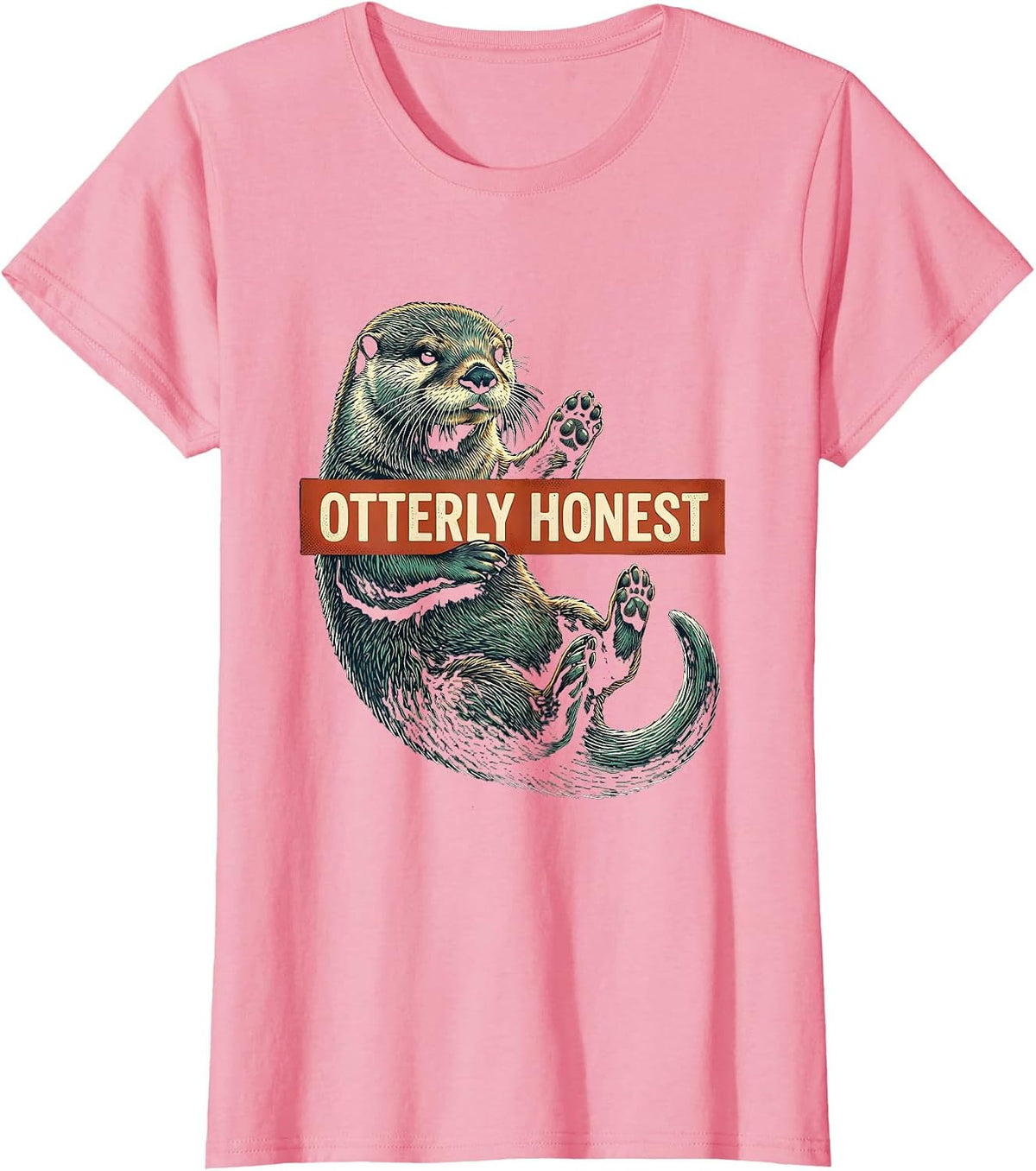 Otterly Honest Funny Otter Lover Humor Gift For Otter T-Shirt, Women, Pink, 3X-Large - As Pictured
