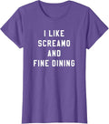 I Like Screamo and FINE Dining Funny Emo Goth Punk Music T-Shirt, Women, Purple Heather, X-Large - As Pictured
