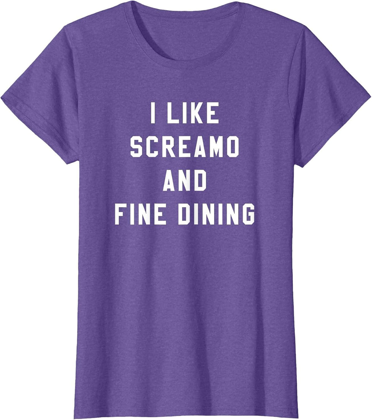 I Like Screamo and FINE Dining Funny Emo Goth Punk Music T-Shirt, Women, Purple Heather, X-Large - As Pictured