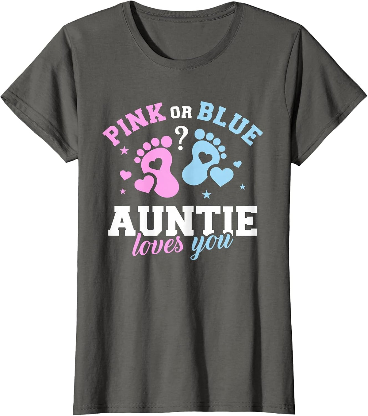 Gender Reveal Auntie Aunt T-Shirt - Asphalt Grey