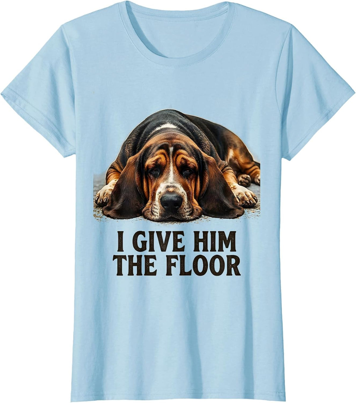 I Give Him The Floor Vintage Funny Basset Hound Dog Lover T-Shirt - Baby Blue