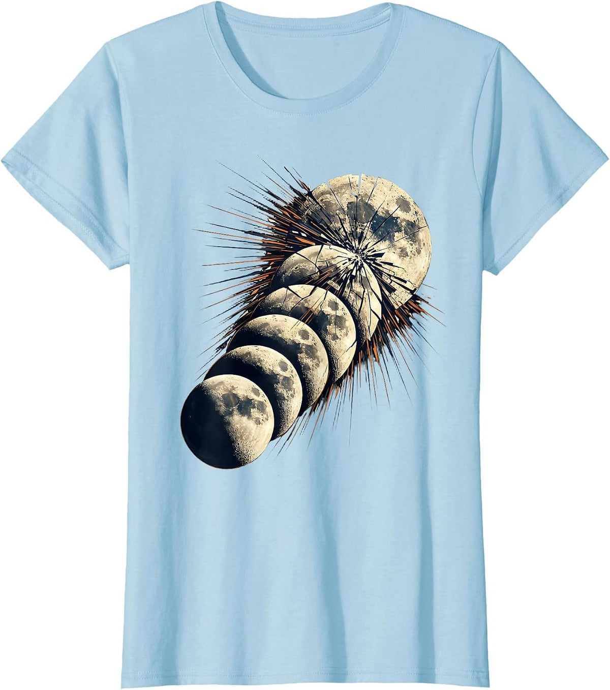Women's Moon Phases Dark to Full Lunar Cycle Graphic T-Shirt - Baby Blue