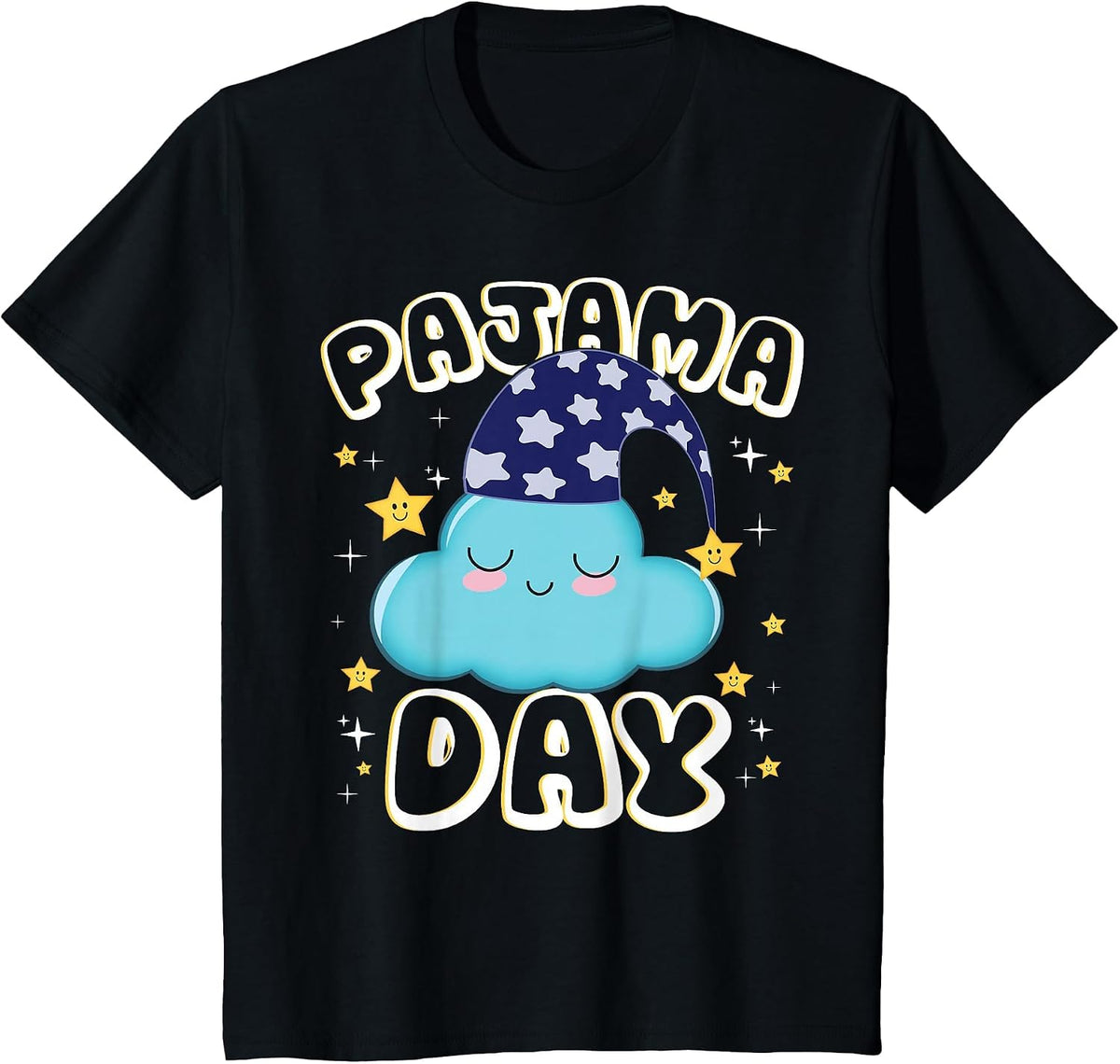 Pajama Day School Spirit Week Fun Cloud Teacher Student T-Shirt - Black