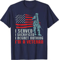 I Served I Sacrificed I Regret Nothing I'm a Veteran T-Shirt - Navy Blue