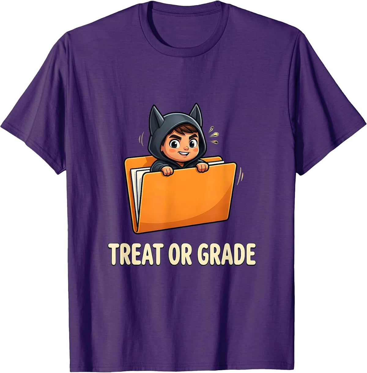 Treat Or Grade Funny Teacher Halloween Costume Pun Humor T-Shirt - Purple
