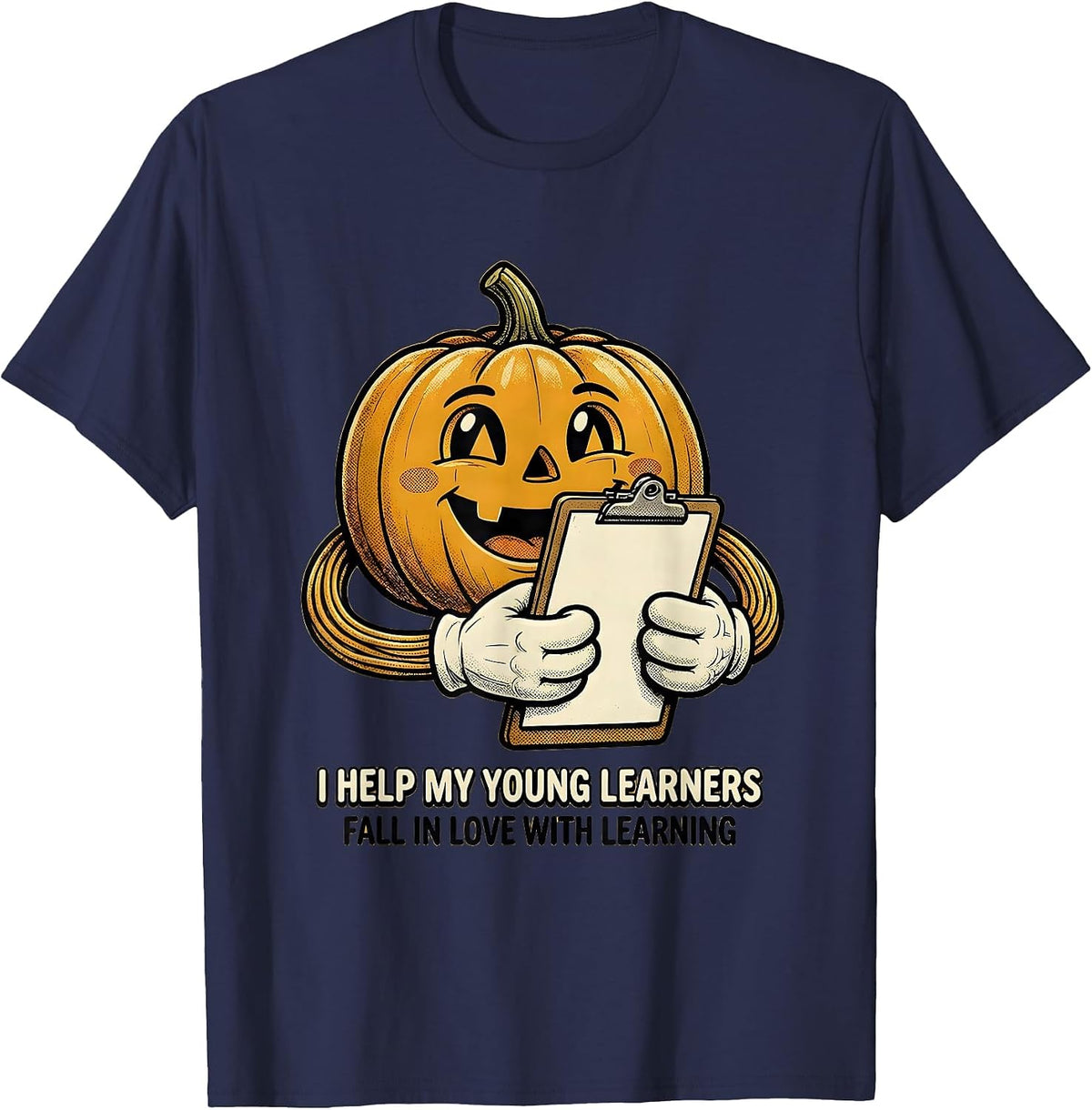 I Help My Young Learners Fall In Love With Learning Retro T-Shirt - Navy Blue