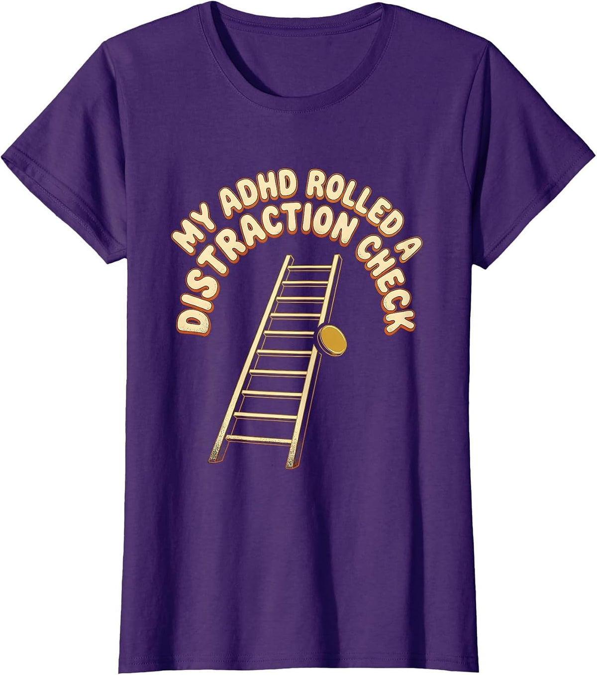 Women's My ADHD Rolled A Distraction Check Retro Vintage ADHD Gamer T-Shirt - Purple