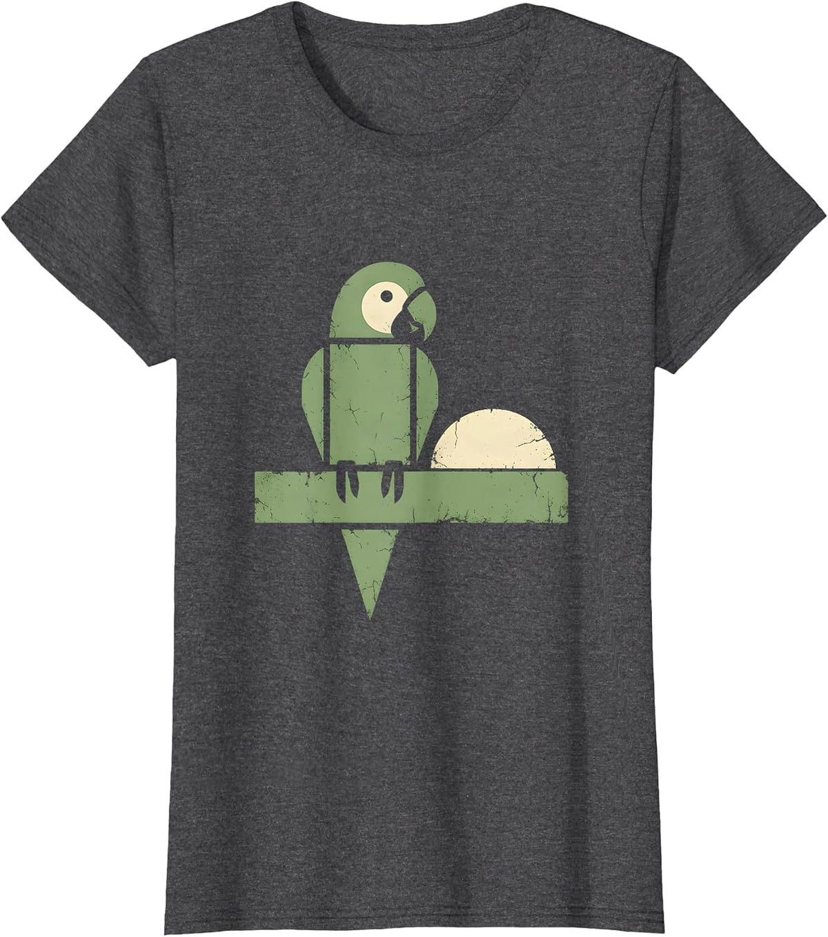 Women's Puerto Rican Parrot Perched on Branch Illustration T-Shirt - Dark Heather Grey