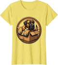 Women's Funny Great Dane Squeezing Into Tiny Box T-Shirt - Lemon Yellow