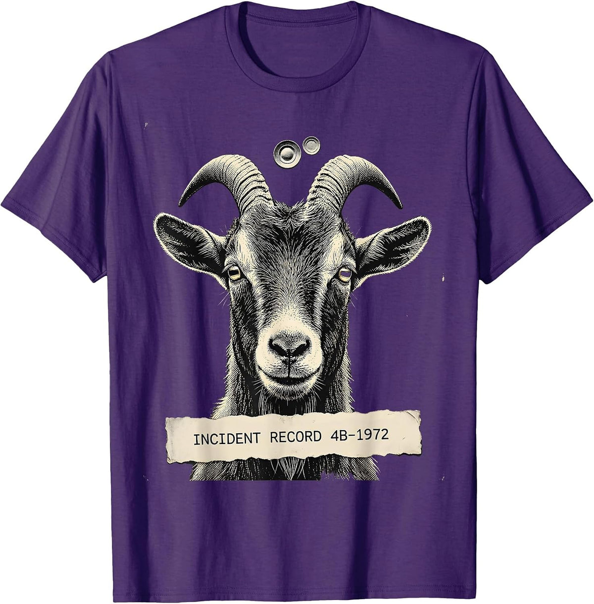 Men's Incident Record 4B-1972 Funny Goat UFO Alien Selfie Humor T-Shirt - Purple