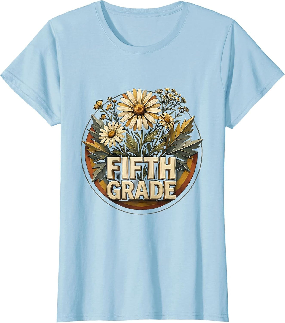 Fifth Grade Wildflower Back To School Teacher Pride T-Shirt - Baby Blue