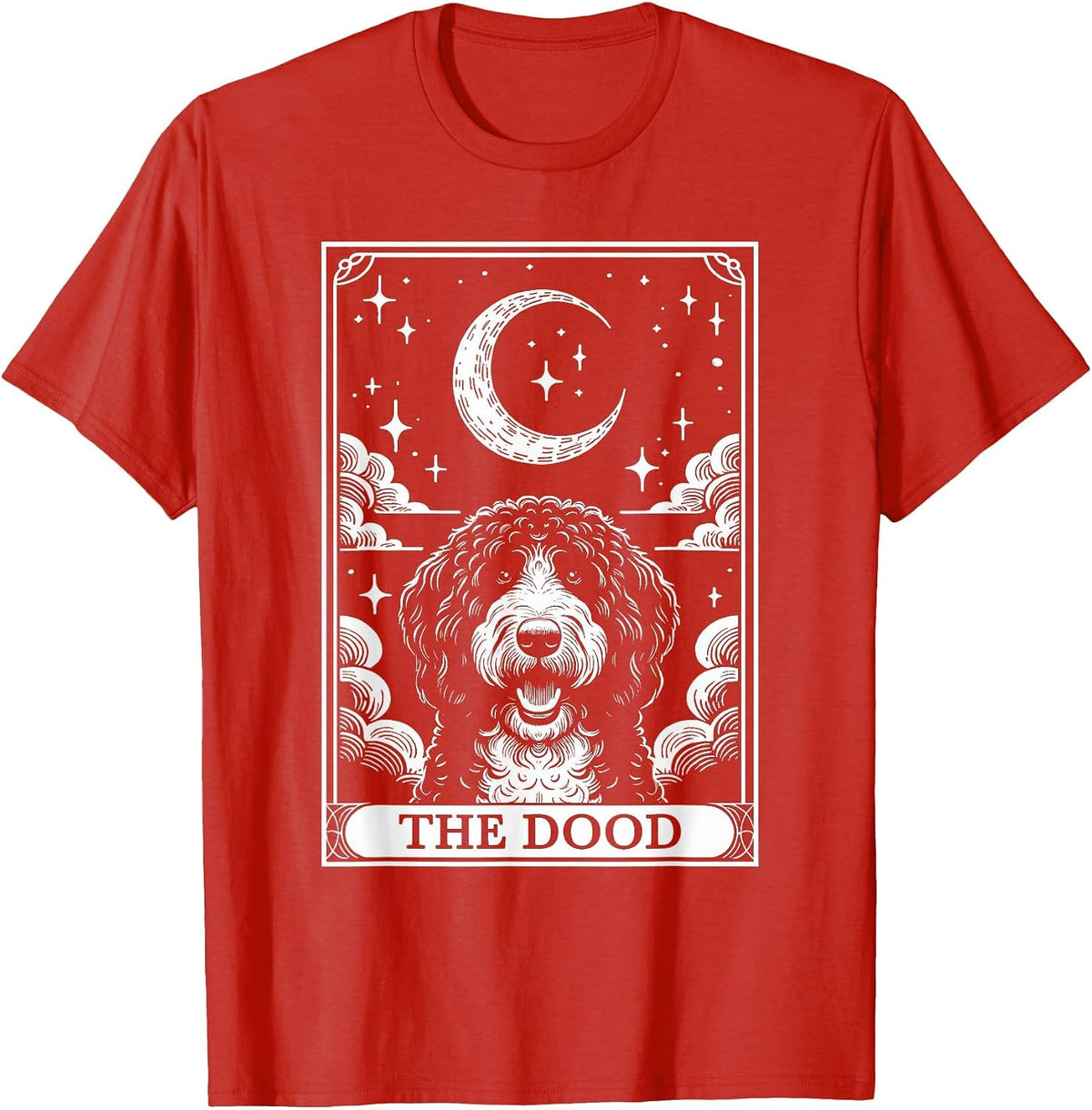 Tarot Card Vintage Half Moon Bernedoodle Dog Mum T-Shirt - Red