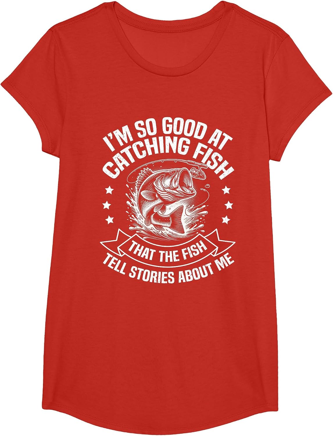 I'm So Good At Catching Fish Funny Fishing Fisherman Design T-Shirt - Girls Red